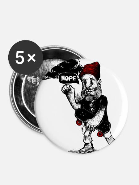 Skater - Buttons groß 56 mm (5er Pack) - Weiß