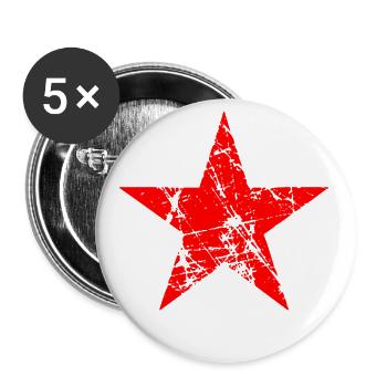 Roter Stern used look Sozialismus Kommunismus DDR - Buttons groß 56 mm (5er Pack) - Weiß - Vorne