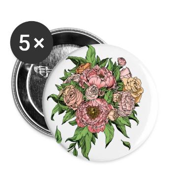 Flowers are the smile of the earth. Ralph Waldo Emer - Buttons large 2.2''/56 mm (5-pack) - white - Front
