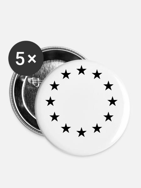 EU stars in black - Europe European Union - Buttons large 2.2''/56 mm (5-pack) - white