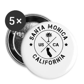 Santa Monica Kalifornien - Los Angeles LA USA - Buttons groß 56 mm (5er Pack) - Weiß - Vorne