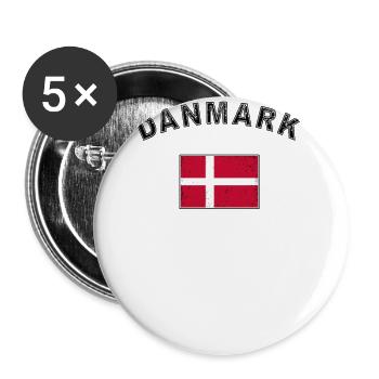 Denmark danish flag flag Copenhagen used-look - Buttons large 2.2''/56 mm (5-pack) - white - Front