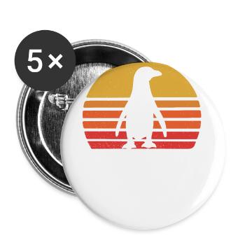 Pinguin - Buttons groß 56 mm (5er Pack) - Weiß - Vorne