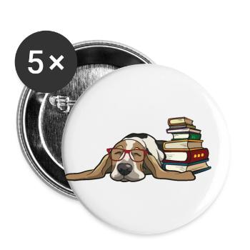 Basset Hound 1 - Buttons large 2.2''/56 mm (5-pack) - white - Front
