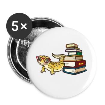 Leopardgecko - Buttons groß 56 mm (5er Pack) - Weiß - Vorne
