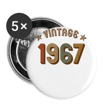 Année de naissance d'année de naissance vintage rétro vintage de 1967 - Lot de 5 grands badges (56 mm) - blanc - Devant