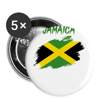 Jamaïque drapeau jamaïcain drapeau reggae caraïbes - Lot de 5 grands badges (56 mm) - blanc - Devant