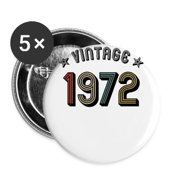 1972 Vintage Retro Jahrgang Geburtsjahr Geburtstag - Buttons groß 56 mm (5er Pack) - Weiß - Vorne