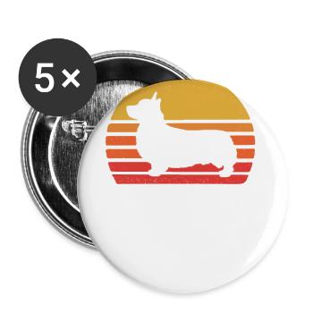 Corgi - Lot de 5 grands badges (56 mm) - blanc - Devant