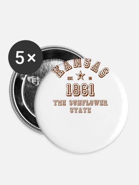 Kansas - Buttons groß 56 mm (5er Pack) - Weiß