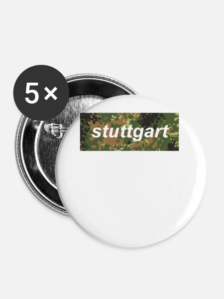 Stuttgart - Buttons groß 56 mm (5er Pack) - Weiß