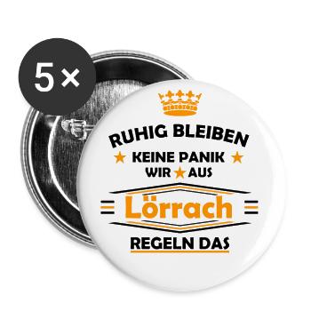 Keine Panik Ruhig bleiben Lörrach regelt das 2 - Buttons groß 56 mm (5er Pack) - Weiß - Vorne