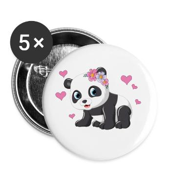 Panda - Buttons groß 56 mm (5er Pack) - Weiß - Vorne
