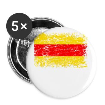 Baden badisch Flagge Fahne Badnerland used-look - Buttons groß 56 mm (5er Pack) - Weiß - Vorne