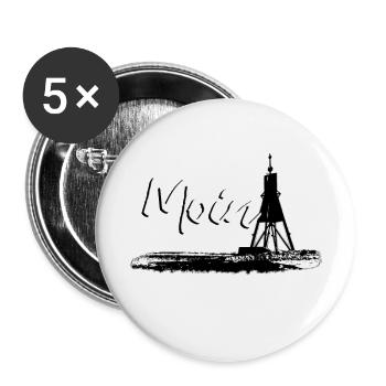 Moin für Nordlichter mit Kugelbake Cuxhaven - Buttons groß 56 mm (5er Pack) - Weiß - Vorne