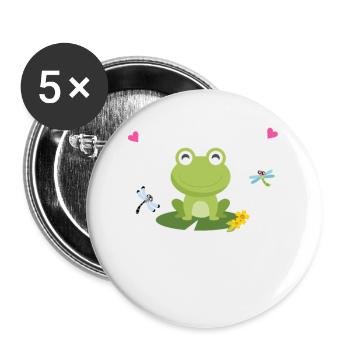 Grenouille - Lot de 5 grands badges (56 mm) - blanc - Devant
