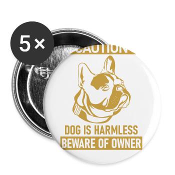 French Bulldog - Buttons large 2.2''/56 mm (5-pack) - white - Front