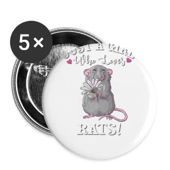 Hausratte - Buttons groß 56 mm (5er Pack) - Weiß - Vorne