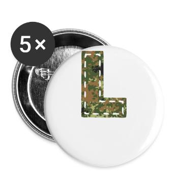 L Buchstabe camouflage tarnfleck Bundeswehr genäht - Buttons groß 56 mm (5er Pack) - Weiß - Vorne