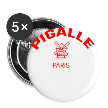 T-shirt Moulin Rouge de Pigalle Paris France - Lot de 5 grands badges (56 mm) - blanc - Devant