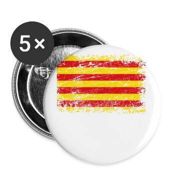 Catalonia Catalan flag flag used look - Buttons large 2.2''/56 mm (5-pack) - white - Front