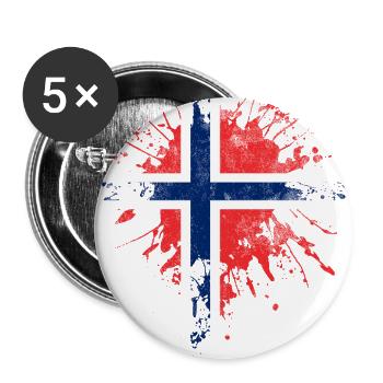 Norvège Drapeau - Lot de 5 grands badges (56 mm) - blanc - Devant