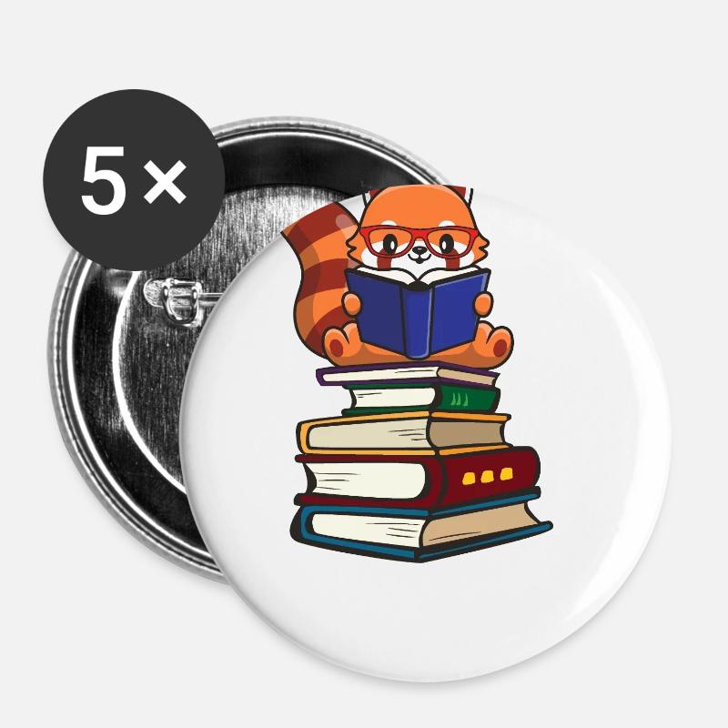 Red Panda - Buttons large 2.2''/56 mm (5-pack) - white