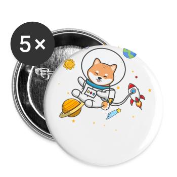 Shiba Inu - Buttons large 2.2''/56 mm (5-pack) - white - Front