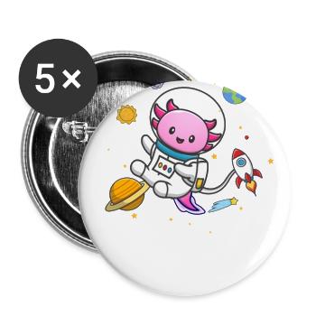 Axolotl - Lot de 5 grands badges (56 mm) - blanc - Devant