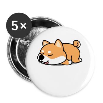Shiba Inu - Lot de 5 grands badges (56 mm) - blanc - Devant
