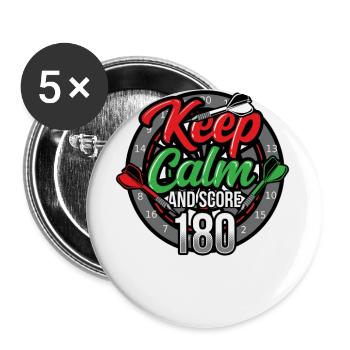 Dart Keep Calm and Score 180 Dartboard Gift - Buttons large 2.2''/56 mm (5-pack) - white - Front