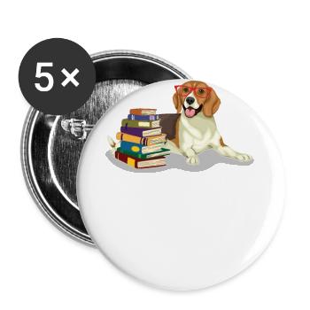 Beagle - Buttons large 2.2''/56 mm (5-pack) - white - Front