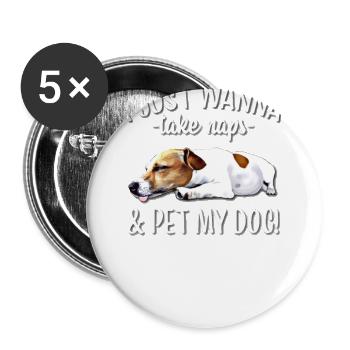 Jack Russell - Buttons large 2.2''/56 mm (5-pack) - white - Front