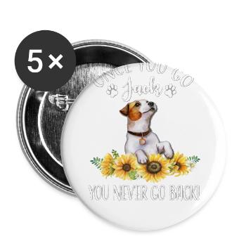 Jack Russell - Buttons large 2.2''/56 mm (5-pack) - white - Front