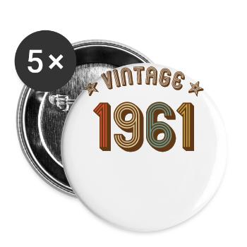 1961 millésime rétro millésime année de naissance anniversaire - Lot de 5 grands badges (56 mm) - blanc - Devant