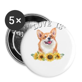 Corgi - Lot de 5 grands badges (56 mm) - blanc - Devant