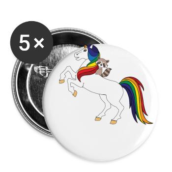 Raton laveur - Lot de 5 grands badges (56 mm) - blanc - Devant
