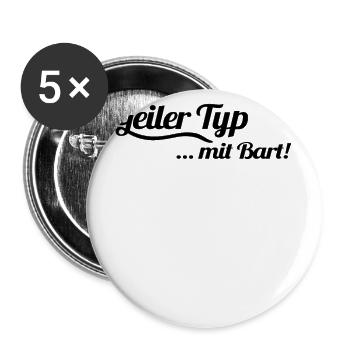 Geiler Typ Mit Bart - #geilertypmitbart Vintage - Buttons groß 56 mm (5er Pack) - Weiß - Vorne