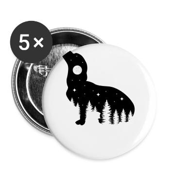 Dackel Teckel Dachshund Mond Geschenk (1654) - Buttons groß 56 mm (5er Pack) - Weiß - Vorne