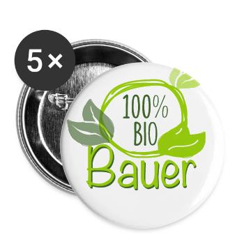 Bio Bauer Hobby Bauer Gemüse Selbstversorger Vegan - Buttons groß 56 mm (5er Pack) - Weiß - Vorne