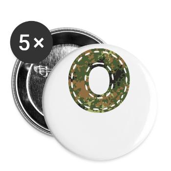 O Buchstabe camouflage tarnfleck Bundeswehr genäht - Buttons groß 56 mm (5er Pack) - Weiß - Vorne