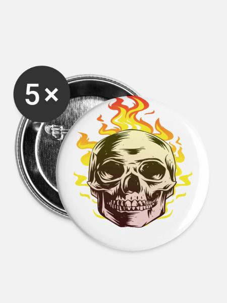 Burn skull design fun gift - Buttons large 2.2''/56 mm (5-pack) - white