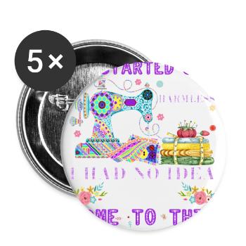 Quilting Saying Sewing hobby Design - Lot de 5 grands badges (56 mm) - blanc - Devant