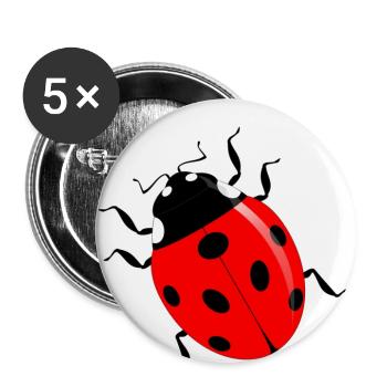 Marienkäfer - Buttons groß 56 mm (5er Pack) - Weiß - Vorne