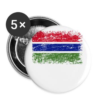 Gambie drapeau de la Gambie drapeau - Lot de 5 grands badges (56 mm) - blanc - Devant