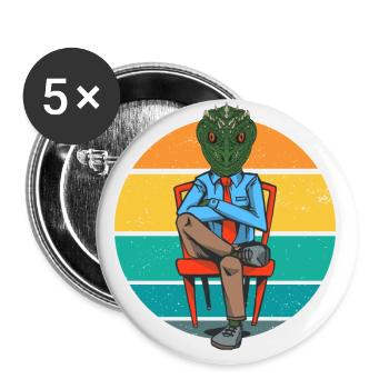 Reptiloid lézards Conspiration extraterrestre - Lot de 5 grands badges (56 mm) - blanc - Devant