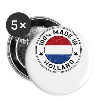Hollande Pays-Bas Drapeau Drapeau Timbre - Lot de 5 grands badges (56 mm) - blanc - Devant