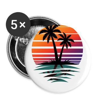 Palm Tree Retro Gift - Nature Lover Gift - Buttons large 2.2''/56 mm (5-pack) - white - Front