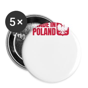 MADE IN POLAND polnische Heimat, für stolze Polen - Buttons groß 56 mm (5er Pack) - Weiß - Vorne