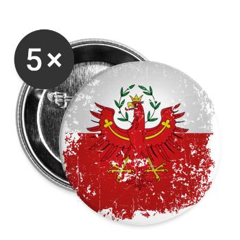 Tyrol tyrolien aigles armoiries Retro Drapeau drapeau - Lot de 5 grands badges (56 mm) - blanc - Devant